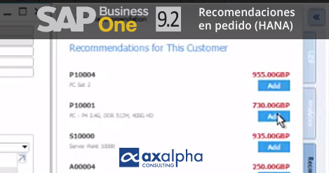 Novedades SAP Business One 9.2 – Recomendaciones en pedido