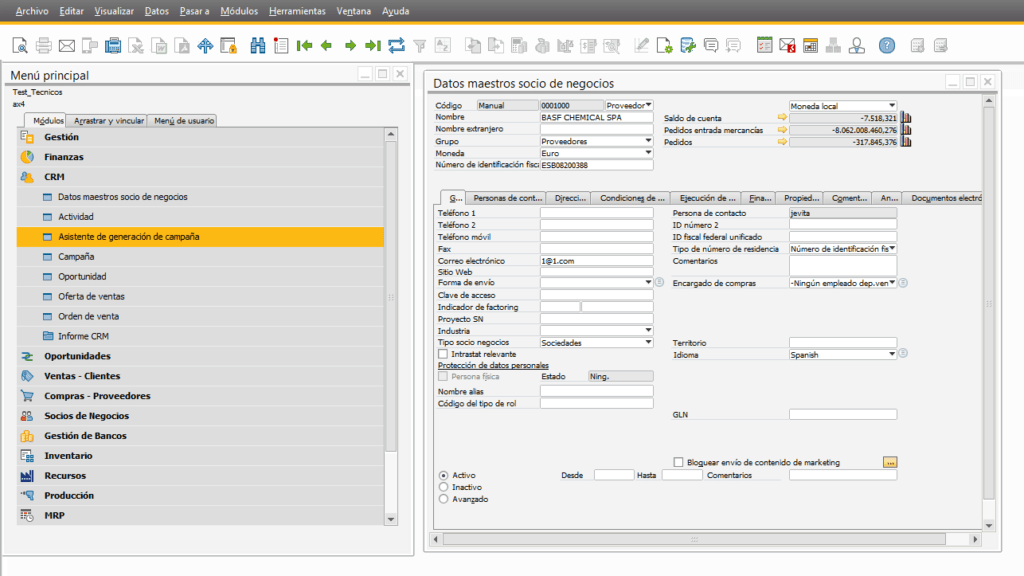 CRM SAP Business One integrado