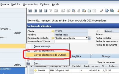 Exportación en Outlook en SAP B1 8.81 p09