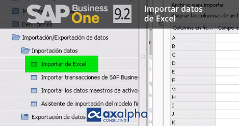 SAP versoon 9.2 importar excel